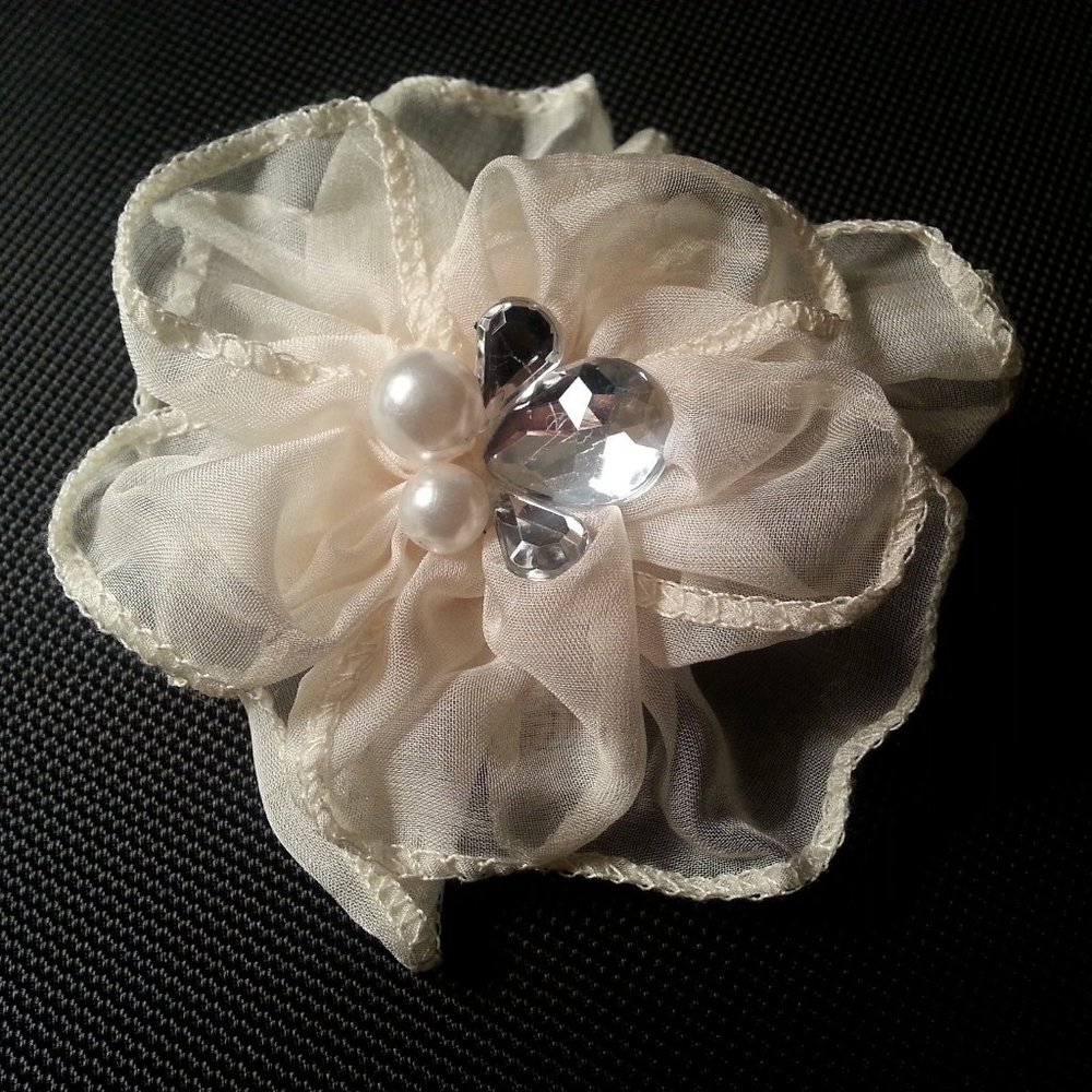 NEW - Initials, Inc Rhinestone Pin/Clip - Cream